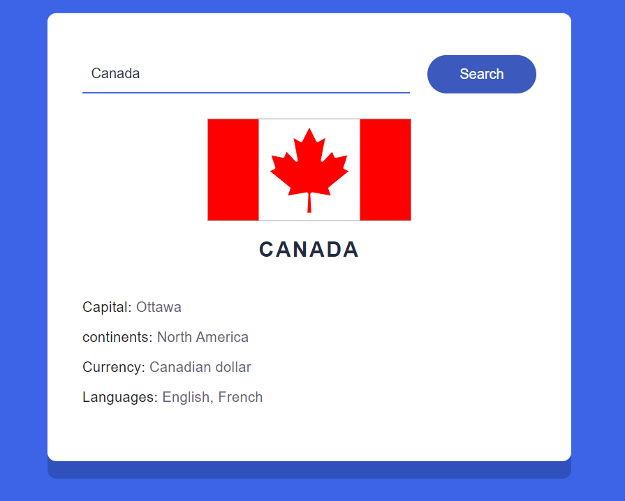 Country Info Project Screenshot